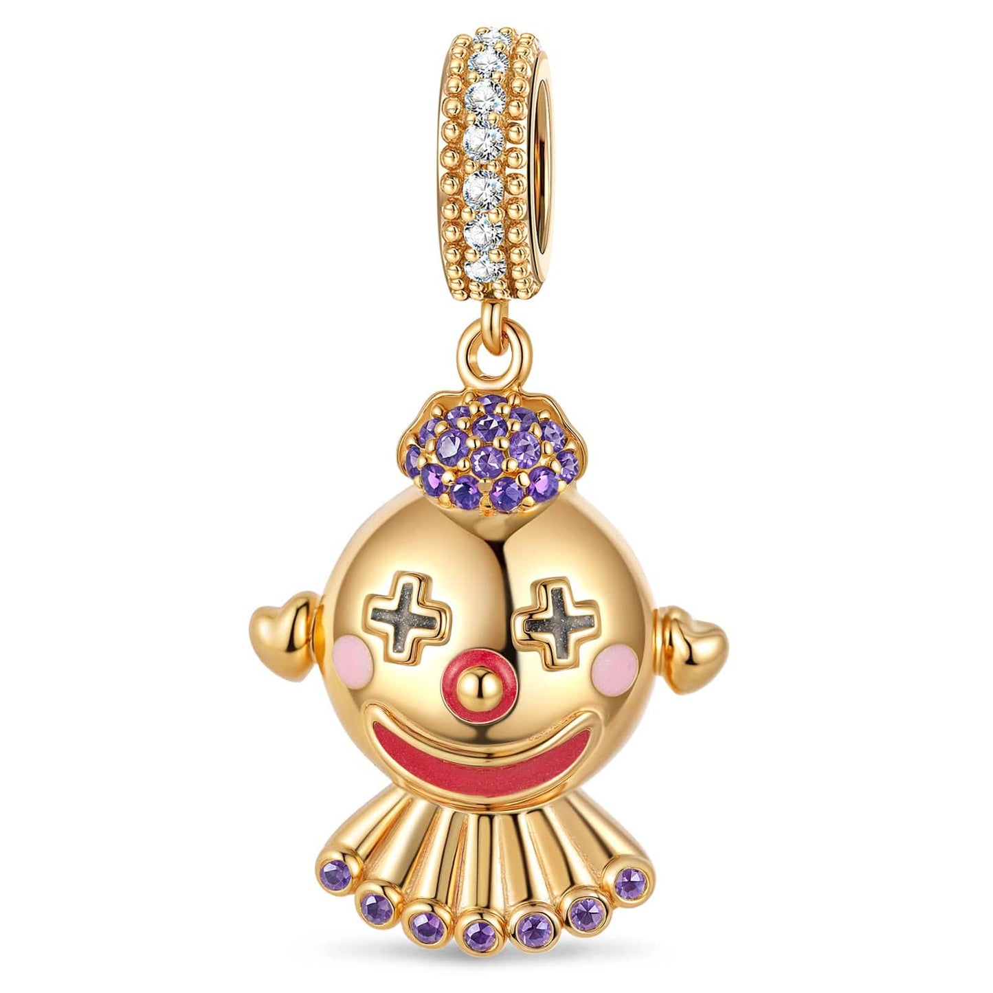 Harlequin's Haunt Tarnish-resistant Silver Dangle Charms With Enamel In 14K Gold Plated