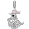 Radiant Rooster Tarnish-resistant Silver Dangle Charms In White Gold Plated