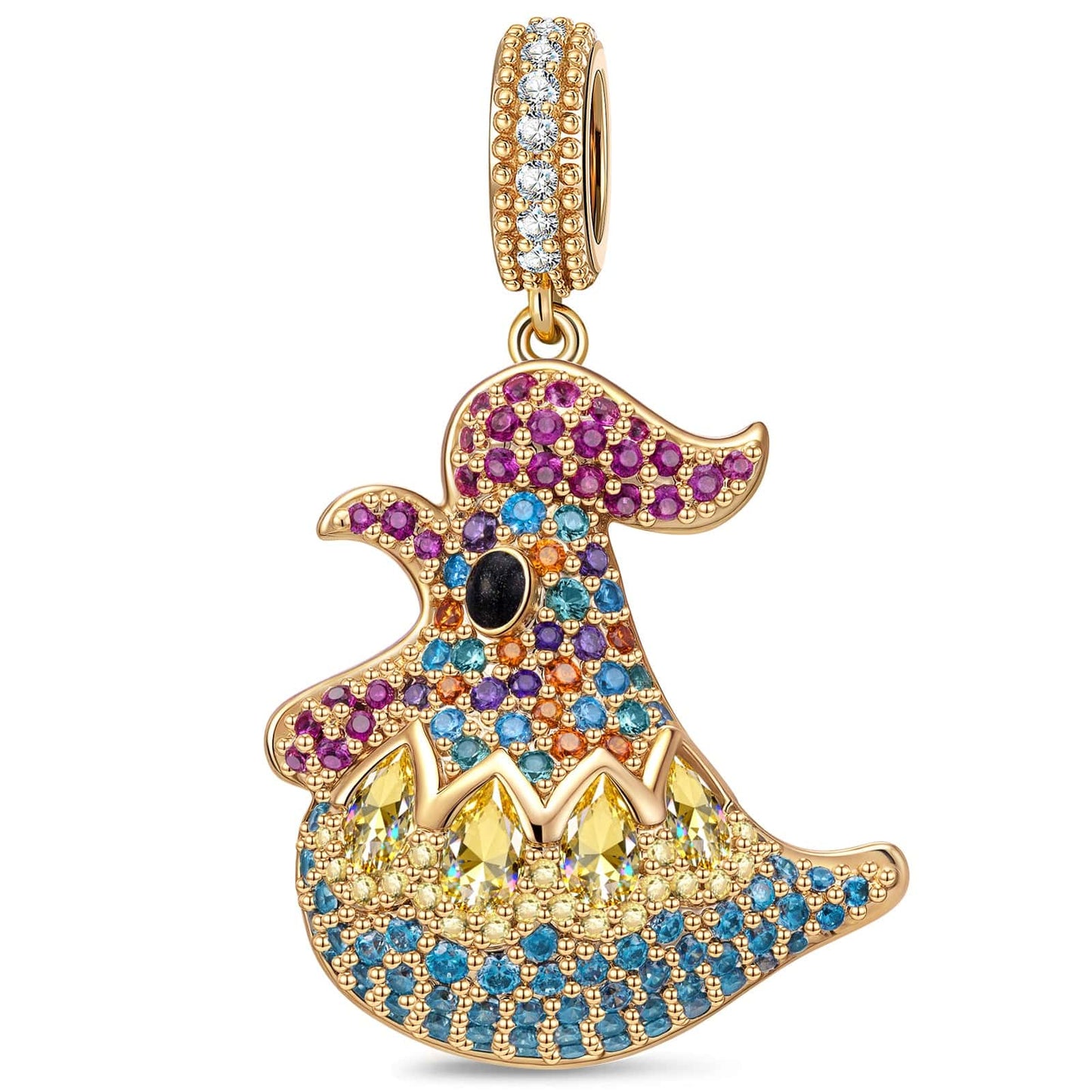 Color Rooster Tarnish-resistant Silver Dangle Charms In 14K Gold Plated