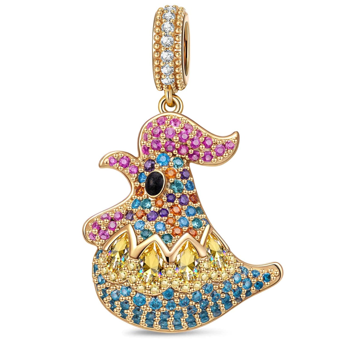 Color Rooster Tarnish-resistant Silver Dangle Charms In 14K Gold Plated