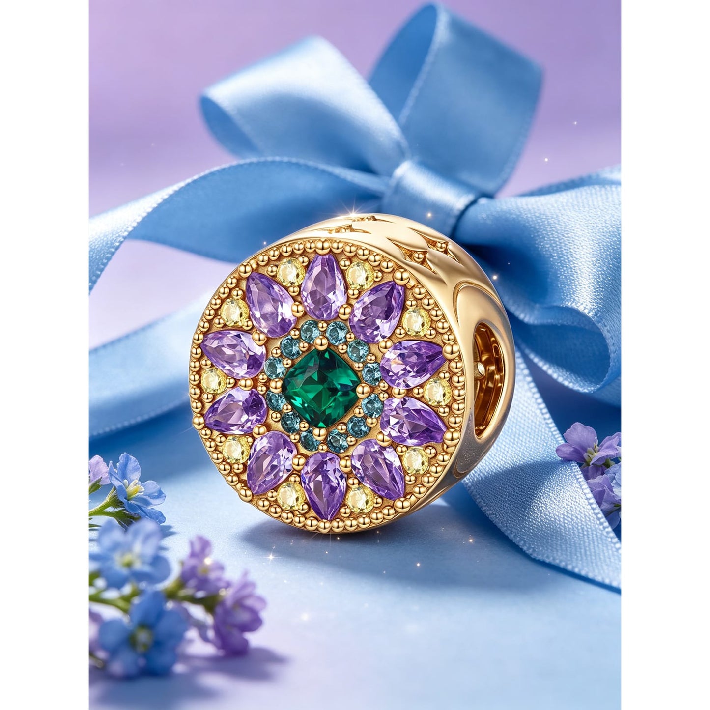 Crystalline Dream Tarnish-resistant Silver Charms In 14K Gold Plated