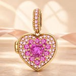 Heart Locket Photo Dangle Charm Opens for 2 Photos, 14K Gold Plated Keepsake