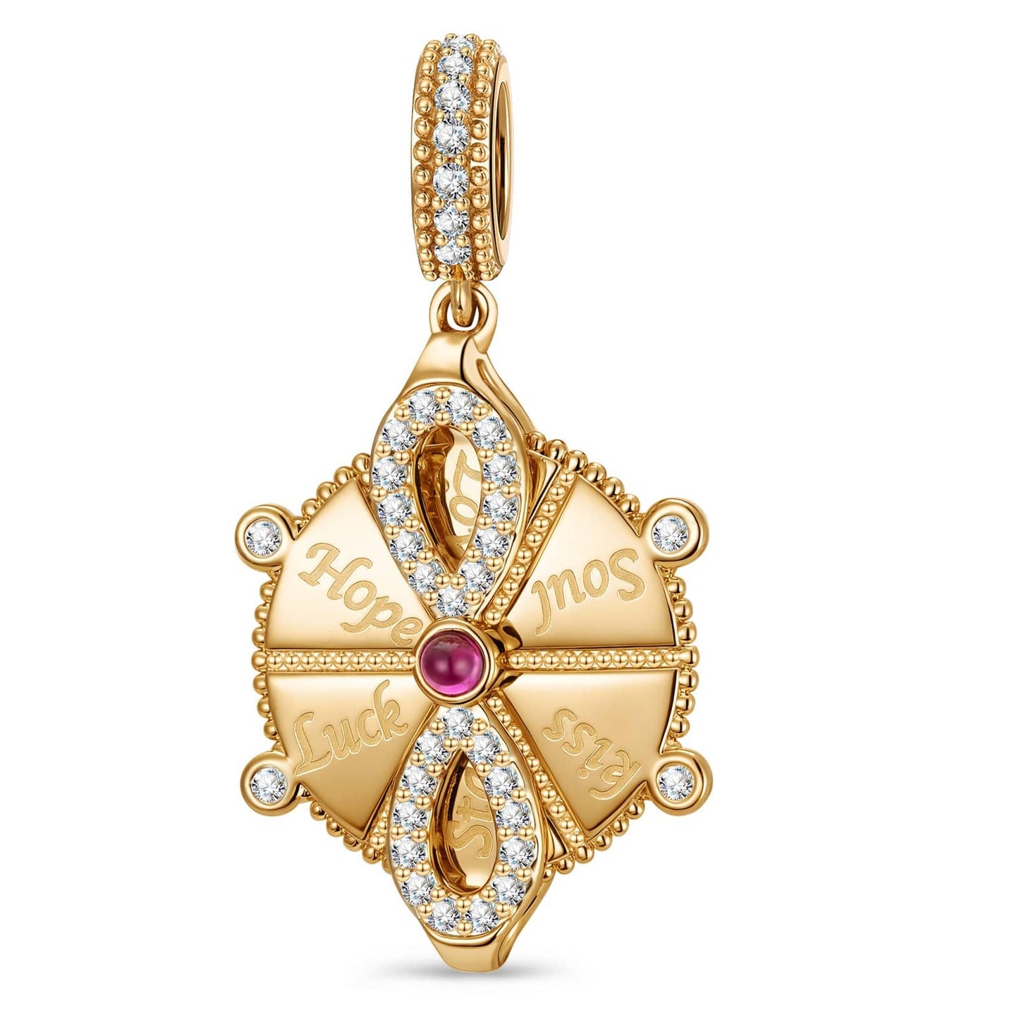 Wheel of Fortune Tarnish-resistant Silver Dangle Charms In 14K Gold Plated