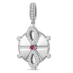 Customizable Engraving Wheel of Fortune Tarnish-resistant Silver Dangle Charms In White Gold Plated