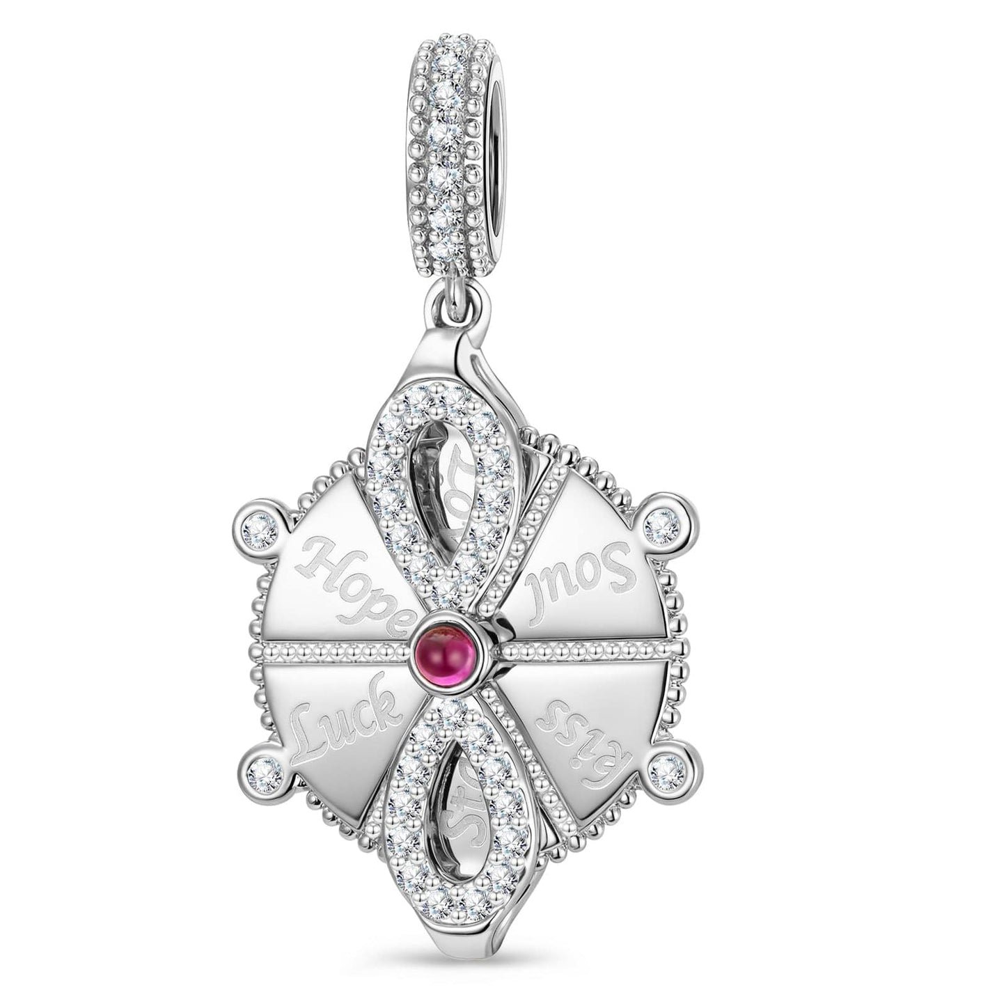 Wheel of Fortune Tarnish-resistant Silver Dangle Charms In White Gold Plated