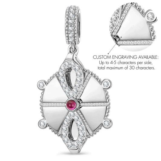 gona- Customizable Engraving Wheel of Fortune Tarnish-resistant Silver Dangle Charms In White Gold Plated