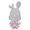 Rosy Bunny Tarnish-resistant Silver Charms With Enamel In White Gold Plated
