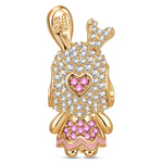 Rosy Bunny Tarnish-resistant Silver Charms With Enamel In 14K Gold Plated