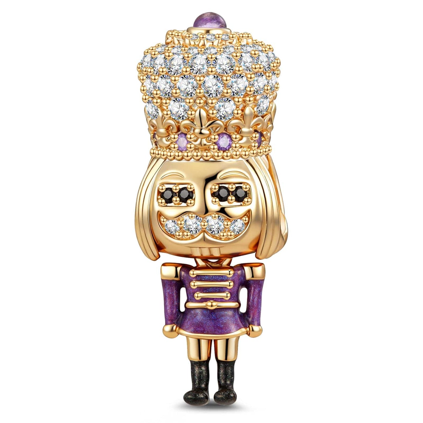 Purple Nutcrackers Tarnish-resistant Silver Charms With Enamel In 14K Gold Plated