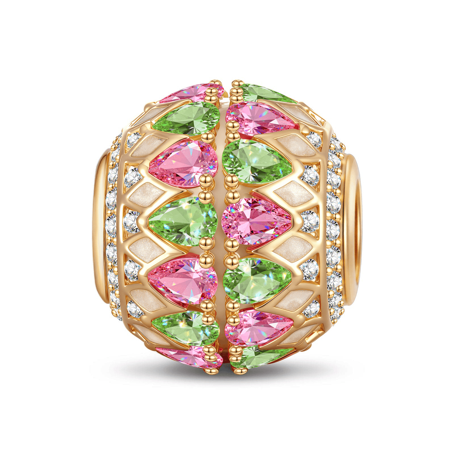 Crystal Pane Tarnish-resistant Silver Charms In 14K Gold Plated