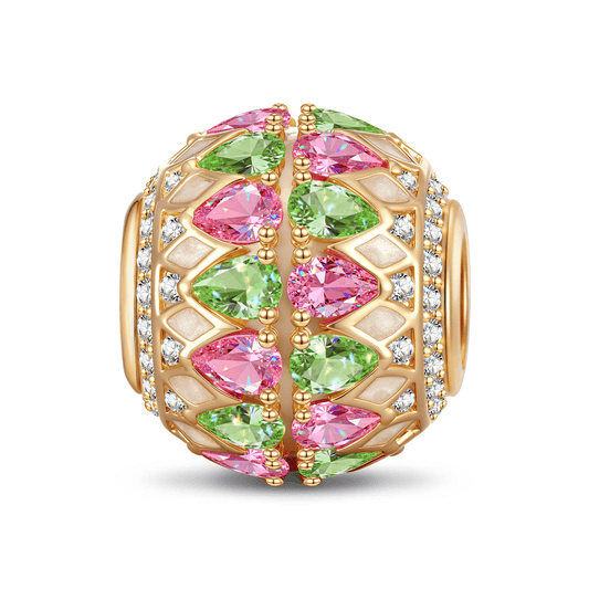 gona- Crystal Pane Tarnish-resistant Silver Charms In 14K Gold Plated