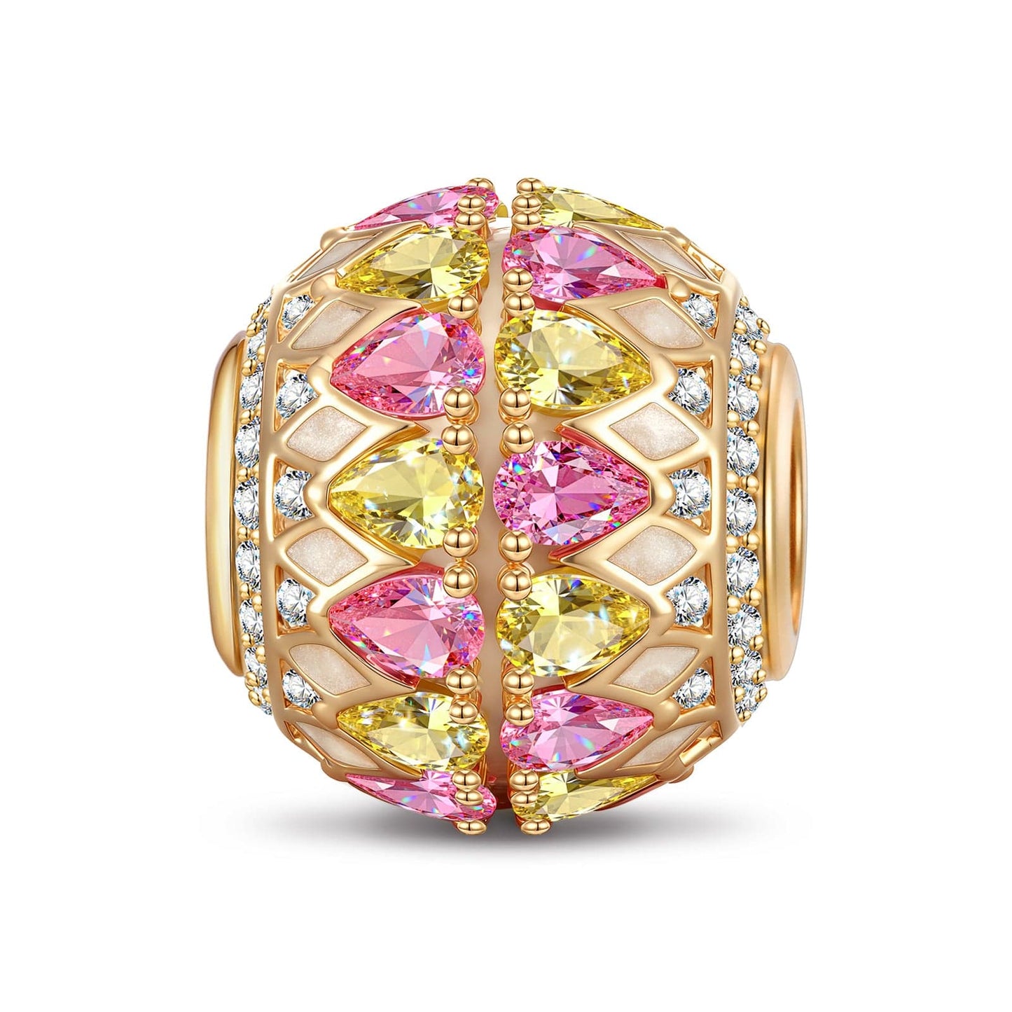 Crystal Pane Tarnish-resistant Silver Charms In 14K Gold Plated