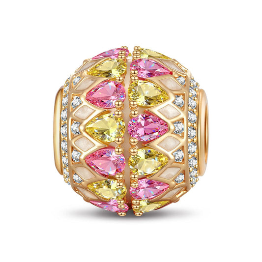 gona- Crystal Pane Tarnish-resistant Silver Charms In 14K Gold Plated