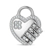 Customizable Engraving Heartbound Love Tarnish-resistant Silver Dangle Charms In White Gold Plated