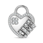 Customizable Engraving Heartbound Love Tarnish-resistant Silver Dangle Charms In White Gold Plated