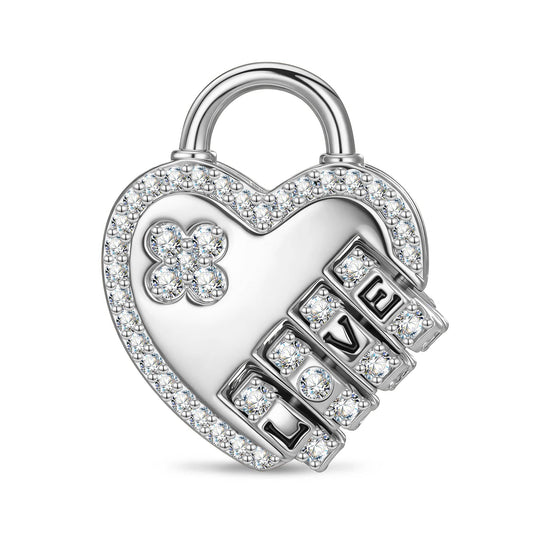 gona- Customizable Engraving Heartbound Love Tarnish-resistant Silver Dangle Charms In White Gold Plated