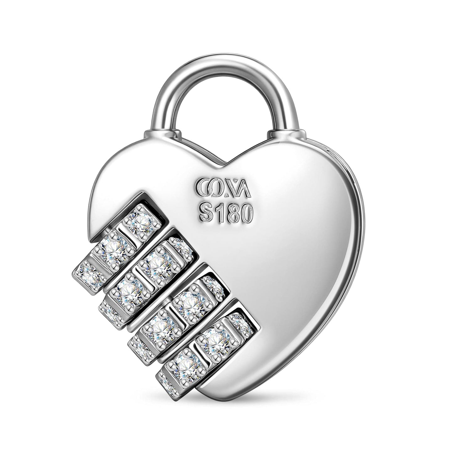 Customizable Engraving Heartbound Love Tarnish-resistant Silver Dangle Charms In White Gold Plated