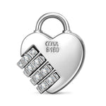 Customizable Engraving Heartbound Love Tarnish-resistant Silver Dangle Charms In White Gold Plated