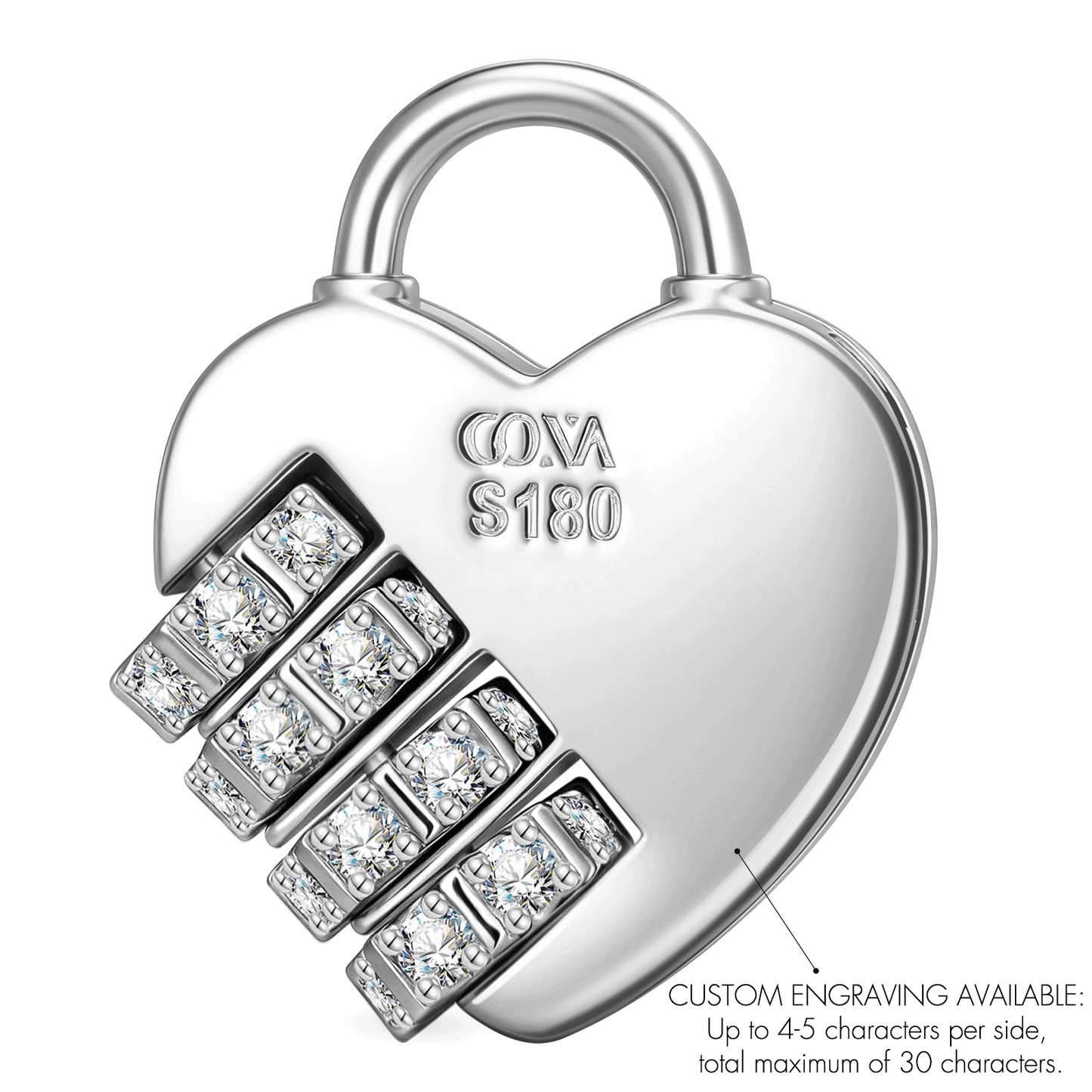 Customizable Engraving Heartbound Love Tarnish-resistant Silver Dangle Charms In White Gold Plated