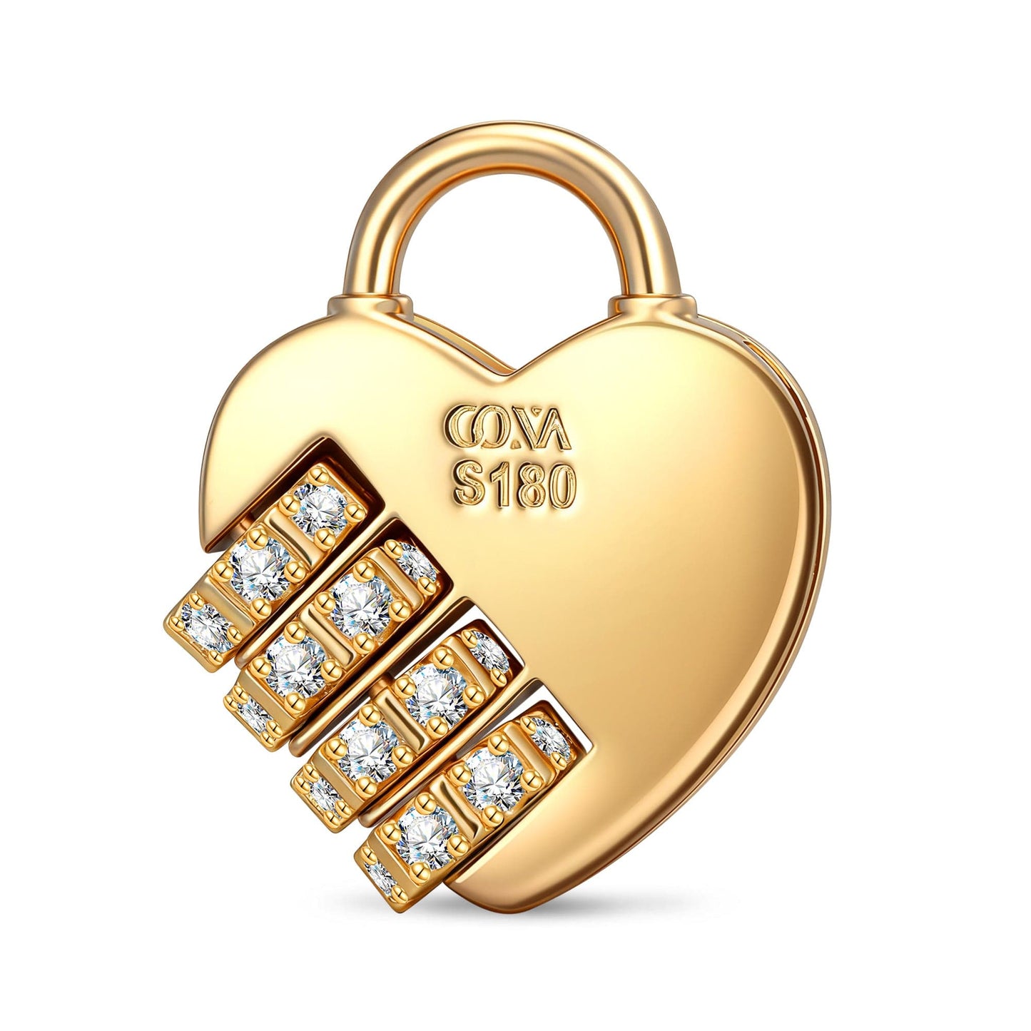 Customizable Engraving Heartbound Love Tarnish-resistant Silver Dangle Charms In 14K Gold Plated