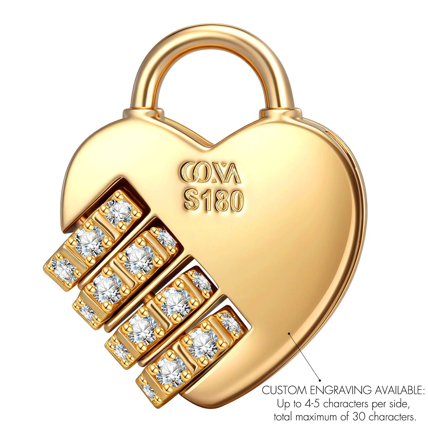 Customizable Engraving Heartbound Love Tarnish-resistant Silver Dangle Charms In 14K Gold Plated