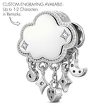 Customizable Engraving Cloud Wonderland Tarnish-resistant Silver Dangle Charms In White Gold Plated