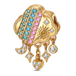 Customizable Engraving Cloud Wonderland Tarnish-resistant Silver Dangle Charms In 14K Gold Plated