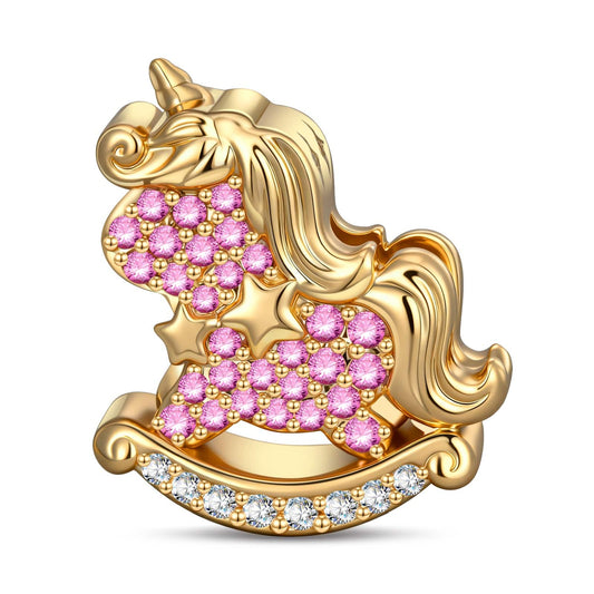gona- Unicorn Rocker Tarnish-resistant Silver Charms In 14K Gold Plated