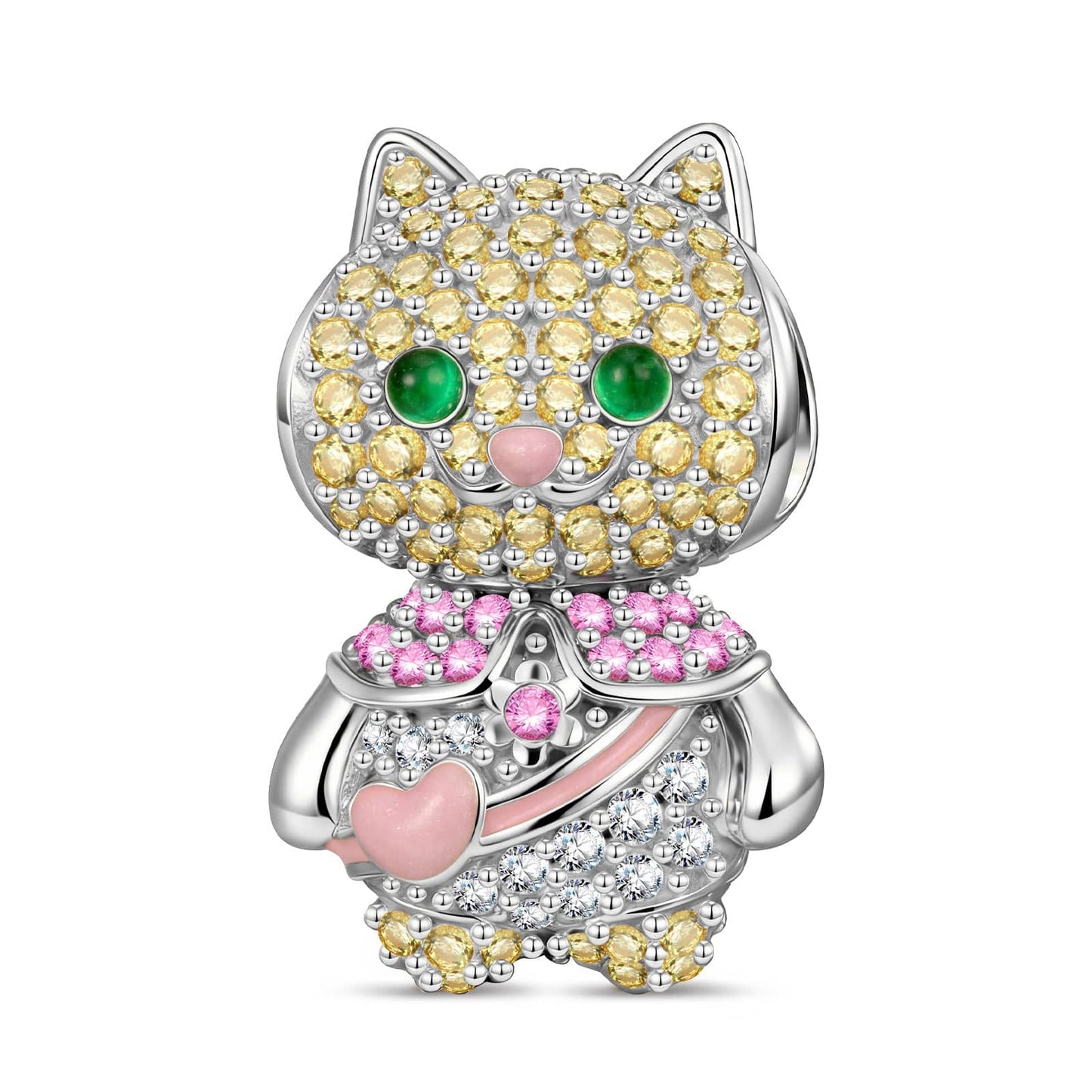 Guardian of Hearts Tarnish-resistant Silver Charms With Enamel In White Gold Plated