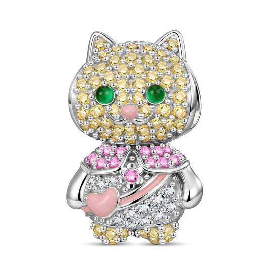 gona- Guardian of Hearts Tarnish-resistant Silver Charms With Enamel In White Gold Plated