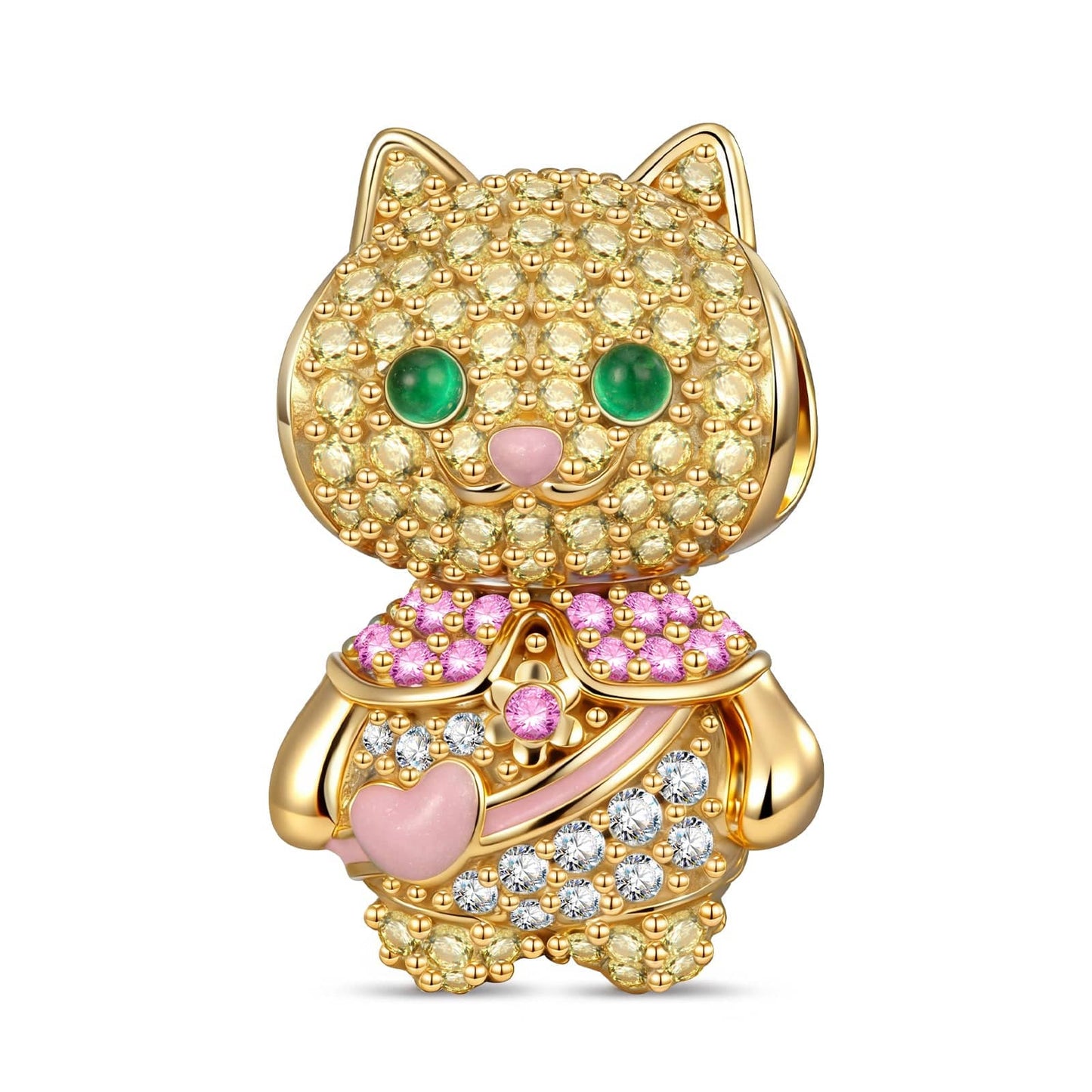 Guardian of Hearts Tarnish-resistant Silver Charms With Enamel In 14K Gold Plated