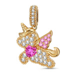 Lovehorn Unicorn Tarnish-resistant Silver Dangle Charms In 14K Gold Plated