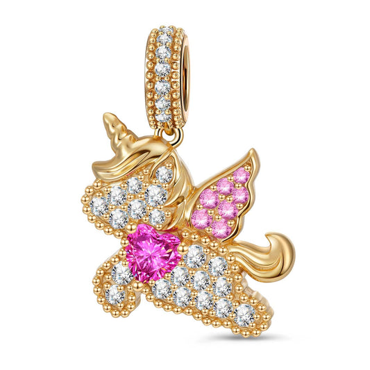 gona- Lovehorn Unicorn Tarnish-resistant Silver Dangle Charms In 14K Gold Plated