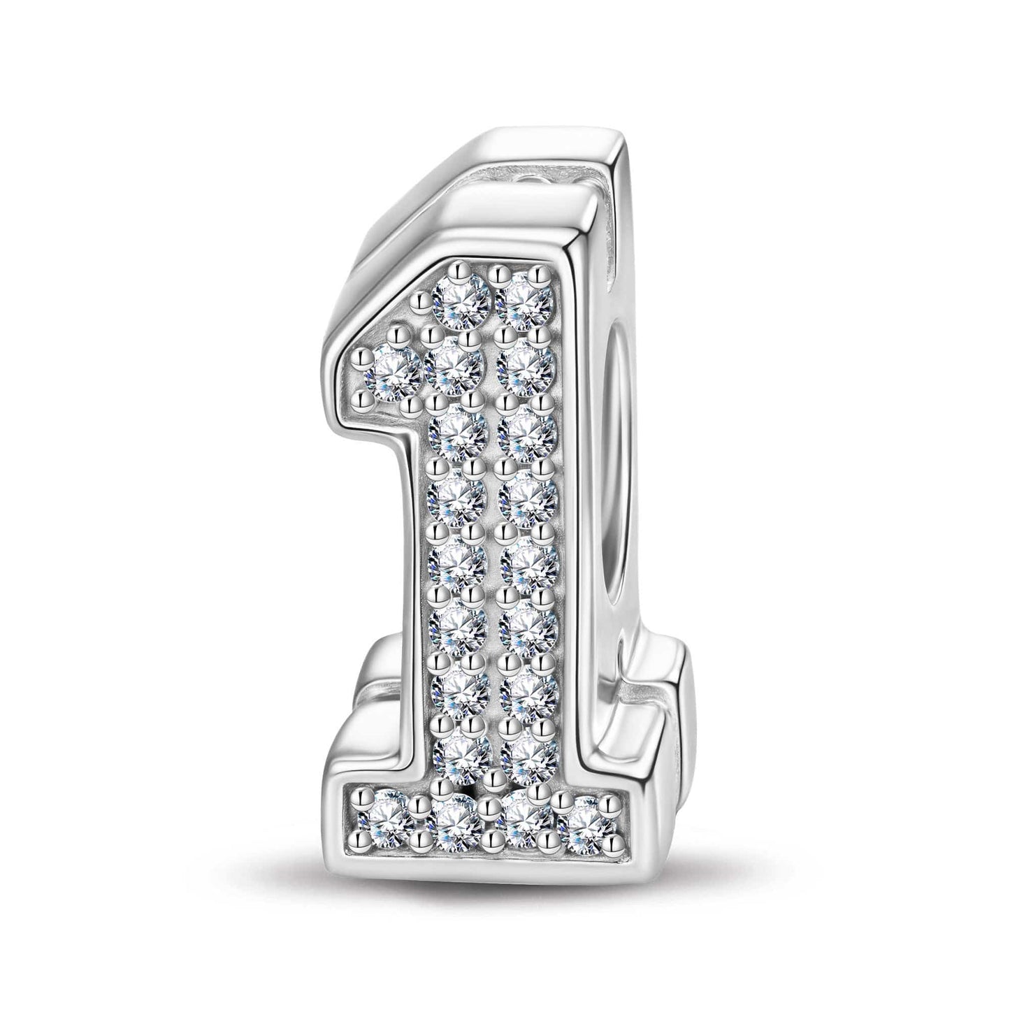 Number One Tarnish-resistant Silver With Enamel Charms In White Gold Plated