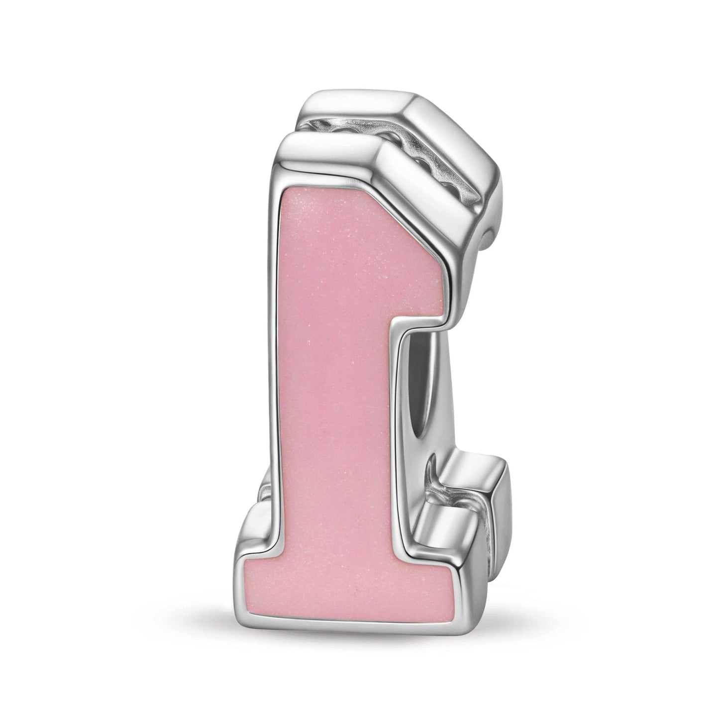 Number One Tarnish-resistant Silver With Enamel Charms In White Gold Plated