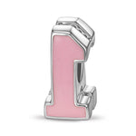 Number One Tarnish-resistant Silver With Enamel Charms In White Gold Plated