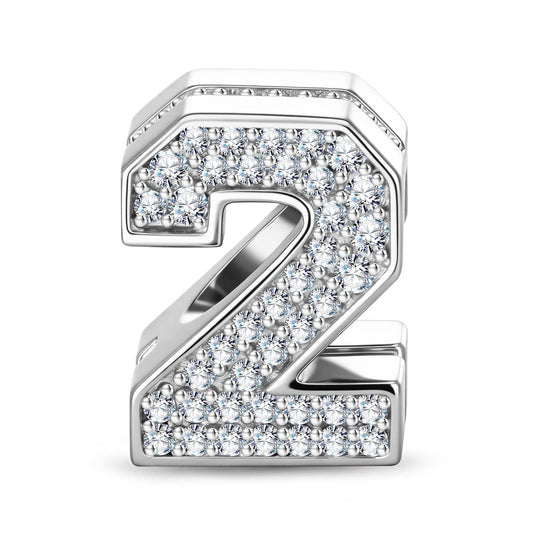 gona- Number Two Tarnish-resistant Silver With Enamel Charms In White Gold Plated