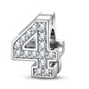 Number Four Tarnish-resistant Silver With Enamel Charms In White Gold Plated