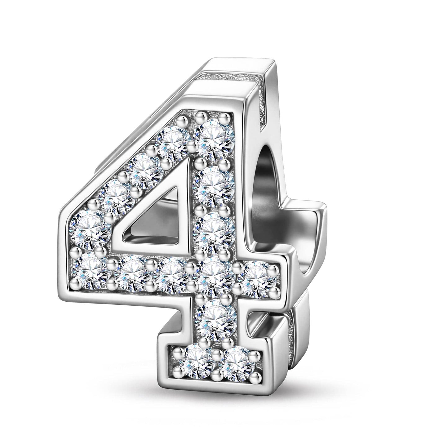 Number Four Tarnish-resistant Silver With Enamel Charms In White Gold Plated