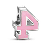 Number Four Tarnish-resistant Silver With Enamel Charms In White Gold Plated