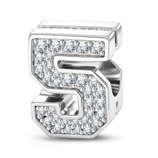gona- Number Five Tarnish-resistant Silver With Enamel Charms In White Gold Plated