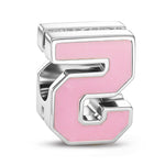 Number Five Tarnish-resistant Silver With Enamel Charms In White Gold Plated