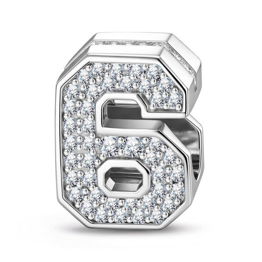 gona- Number Six Tarnish-resistant Silver With Enamel Charms In White Gold Plated