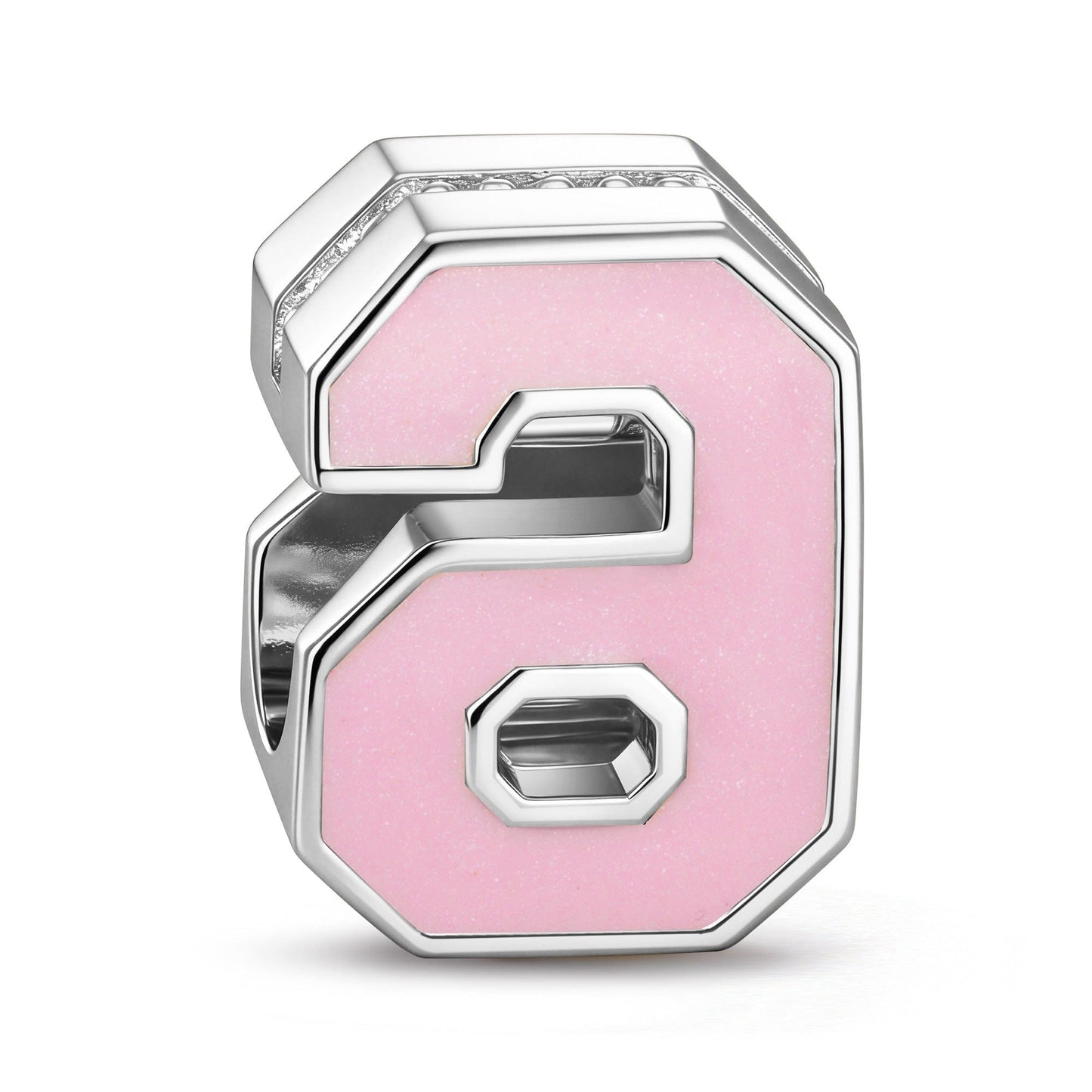 Number Six Tarnish-resistant Silver With Enamel Charms In White Gold Plated