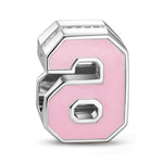 Number Six Tarnish-resistant Silver With Enamel Charms In White Gold Plated