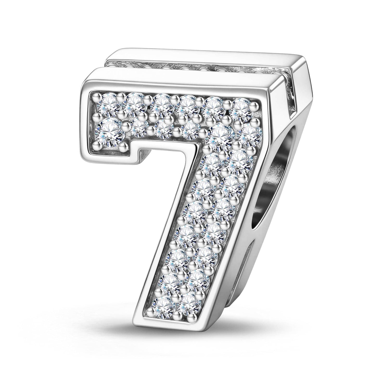 Number Seven Tarnish-resistant Silver With Enamel Charms In White Gold Plated