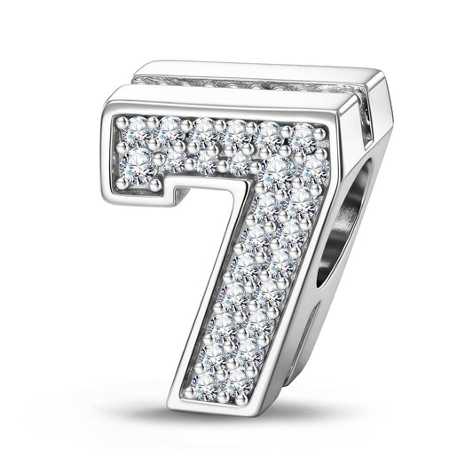 gona- Number Seven Tarnish-resistant Silver With Enamel Charms In White Gold Plated