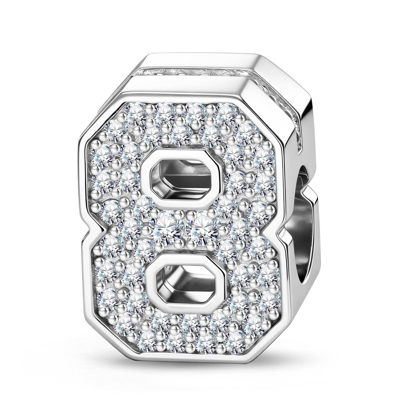 Number Eight Tarnish-resistant Silver With Enamel Charms In White Gold Plated