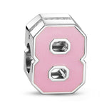 Number Eight Tarnish-resistant Silver With Enamel Charms In White Gold Plated