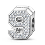Number Nine Tarnish-resistant Silver With Enamel Charms In White Gold Plated